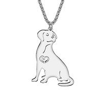 LONYOO Acciaio Inox Cute Cane Ciondolo Collana Dainty 18K Oro collana per Donna Ragazza Animali Domestici Cane Regali Gioielli (Labrador Argento)