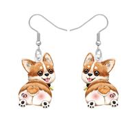 LONYOO Acrilico Carino Corgi Regali per gli Amanti del Cane Corgi Orecchini a Goccia Cucciolo Pet Charms Bigiotteria per le Donne Ragazze (Arancione)