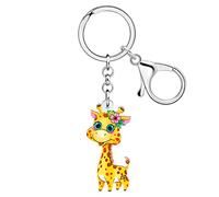 LONYOO Acrilico Carino Giraffa Portachiavi Portafoglio Auto Portachiavi Anime Anelli Cervi Regali per Donna Ragazze Charms (Giallo)