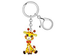 LONYOO Acrilico Carino Giraffa Portachiavi Portafoglio Auto Portachiavi Anime Anelli Cervi Regali per Donna Ragazze Charms (Arancia)