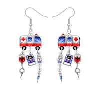 LONYOO Acrilico Fun Ambulanza Auto Orecchini Pendenti a Strati Ospedale Dottore Regali per le Donne Ragazze Medici Infermieri Assistente Medico (Multi)
