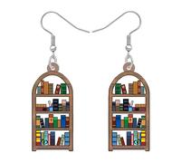 LONYOO Acrilico Libro Orecchini Penzolare Gioielli Divertente Libreria Torna a Scuola Regali per Insegnanti Donna Ragazze Bambini Charms (Libreria)