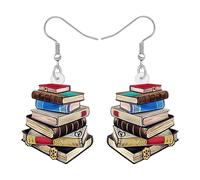 LONYOO Acrilico Libro Orecchini Penzolare Gioielli Divertente Libreria Torna a Scuola Regali per Insegnanti Donna Ragazze Bambini Charms (Libri)