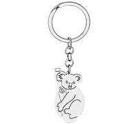 LONYOO Australia Koala Portachiavi in Acciaio Inox Orso Koala Regali per Donna Ragazze Borsa Auto chiave Charms (Placcato Argento #2)