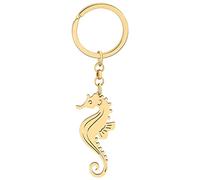 LONYOO Carino Squalo Portachiavi Cavalluccio Marino Tartaruga Portachiavi Medusa Granchio Regali per Donna Ragazze Animali Oceano Charms (Cavalluccio Marino Oro Placcato)
