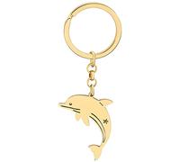 LONYOO Carino Squalo Portachiavi Cavalluccio Marino Tartaruga Portachiavi Medusa Granchio Regali per Donna Ragazze Animali Oceano Charms (Oro Placcato Delfino)