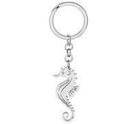 LONYOO Carino Squalo Portachiavi Cavalluccio Marino Tartaruga Portachiavi Medusa Granchio Regali per Donna Ragazze Animali Oceano Charms (Cavalluccio Marino Argento Placcato)