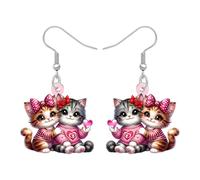 LONYOO Graziosi orecchini a forma di gatto soriano, regali di San Valentino per lei, orecchini pendenti in acrilico romantico, gioielli da donna, regalo per donne, Medio, Acrilico, Nessuna pietra