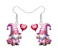 LONYOO Graziosi orecchini a forma di gnomo di San Valentino, regali per donne, in acrilico, romantici, per San Valentino, gioielli da donna, regali di San Valentino per sua moglie, Medio, Acrilico