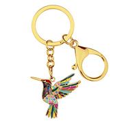 LONYOO Lega di Zinco Smalto Volante Colibri Portachiavi Strass Uccelli Gioielli Regali Donna Ragazze Carkey Borsa Charms (Multi Placcati Oro)