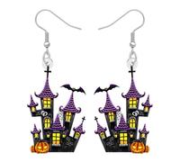 LONYOO Orecchini a forma di casa infestata da urlo, gioielli unici e regali | Pendente in acrilico leggero, accessorio per costume di Halloween da donna, ganci ipoallergenici per orecchini