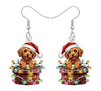 LONYOO Orecchini natalizi a forma di cane, regalo di Natale per donne e mamme, orecchini pendenti natalizi in acrilico, gioielli di Natale, cuccioli, cagnolini, amanti dei cani, regali per donne