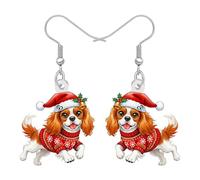 LONYOO Orecchini natalizi a forma di cane, regalo di Natale per donne e mamme, orecchini pendenti natalizi in acrilico, gioielli di Natale, cuccioli di cane, amanti dei cani, regali per gli amanti dei