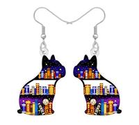 LONYOO Orecchini pendenti a forma di cane, in acrilico, con libreria, idea regalo per amanti dei libri, per amanti dei cani, donne, lettori, insegnanti, apprezzamento per il ritorno a scuola, Medium