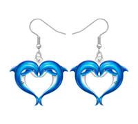 LONYOO Orecchini pendenti in acrilico a forma di delfino, gioielli estivi con delfino, regalo per donne, mamma, amanti degli animali marini, Medio, Acrilico, Nessuna pietra preziosa