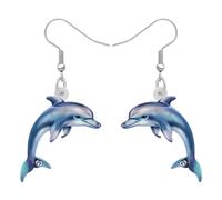 LONYOO Orecchini pendenti in acrilico a forma di delfino, gioielli estivi con delfino, regalo per donne, mamma, amanti degli animali marini, Medio, Acrilico, Nessuna pietra preziosa