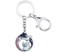 LONYOO Smalto in Lega di Zinco Festa della Mamma Gatto Portachiavi Auto Portachiavi Portachiavi Gatto Carino Regali per Donna Ragazze (Nero)