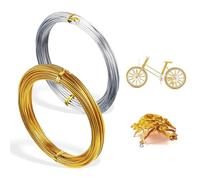 LONZIKP 2 x 5 Metri Filo di Alluminio per Gioielli, Filo di Alluminio per Artigianato, Flessibile e Modellabile, Per Creazione di Gioielli, Decorazioni, Modellismo (1.5 mm)(oro, argento)