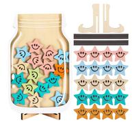 LONZIKP 25 stelle sorridenti colorate, vaso magnetico in legno per bambini, vaso comportamentale interattivo per insegnanti e alunni, adatto alle scuole