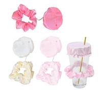 LONZIKP 3 Pezzi Cap Scrunchie Elastico per Capelli Copri Drink, Protezione KO Gocce Braccialetto, Copertura Anti-Spike per Bicchieri da Discoteca e Club