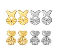 LONZIKP 4 Paia Love Chiusure per Orecchini in Silicone per Lobi Pendenti, Ideali per Orecchini Pesanti e a Perno, Chiusura per Orecchini in Argento per Donna (Oro, Argento)