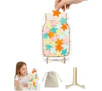LONZIKP Barattolo Ricompense per Bambini Magnetico con 20 Gettoni Fiore e Supporto in Legno, Sistema di Premiazione 14.5x21 cm, Ideale per Scuola e Famiglia per Motivare l'Impegno