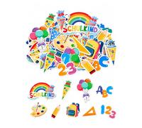 LONZIKP Coriandoli 60 Pezzi Colorati per Rientro a Scuola & Inizio Scuola con Motivi ABC | Ideali Decorazione Tavola Feste Bambini & Ragazzi, Benvenuto Memorabile