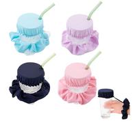 LONZIKP Set di 4 copri bicchieri anti-taglio, protezione anti-caduta, copri bicchieri riutilizzabili anti-veleno, con foro per cannuccia, ideali per feste, sicurezza notturna nei bar.