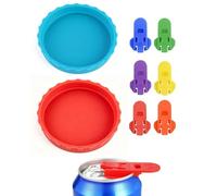 LONZIKP Tappi e Coperchi per Lattine Set 8 Pezzi: 6x Apri & Sigilla, 2x in Silicone - Riutilizzabili Anti-Perdita per Bibite, Cola, Birra. Freschezza & Igiene.