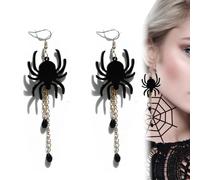 LONZIKP Un Paio di Orecchini di Halloween Pipistrello e Ragno Orecchini Pendenti Lunghi per Donna Accessori Costume Vampiro Halloween (nero)