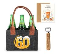 LOOBEAR Borsa da uomo per birra con apribottiglie e biglietti di auguri per uomini, regali divertenti, borsa da uomo per bottiglie di birra per 6 bottiglie di birra, 60°, moderno