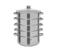 Loobiiny Vaporiera Pentola 5 Livelli Stainless Steamer Pentole A Vapore Vaporiera Acciaio Inox Fornello A Vapore Per La Cottura A Vapore Di Mais Gnocchi Panini Pesce Pollo Frutti Di Mare (28cm)