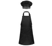 Loodgao Abbigliamento Da Cucina Per Bambini Grembiule Da Chef Regolabile Bavaglino Grembiule Artista Con Cappello Per Cucinare Dipingere Creare Indossare Nero 4-8 Years