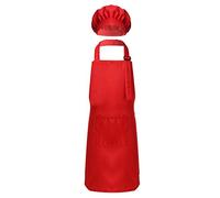 Loodgao Abbigliamento Da Cucina Per Bambini Grembiule Da Chef Regolabile Bavaglino Grembiule Artista Con Cappello Per Cucinare Dipingere Creare Indossare Rosso 4-8 Years