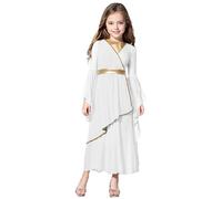 Loodgao Bambina Costume Da Antica Romana Cosplay Della Dea Greca Maxiabito Storico Romano Toga Lunga Costume Festa Di Halloween Carnevale Abito Travestimento Bianco 15-16 anni