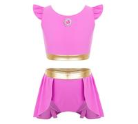 Loodgao Bikini Tankini Set Bambine Bimbi Uomo E Donna Costumi Spiaggia in Stile Arabo Bikini Top E Sarong Costumi Spiaggia Due Pezzi Rosa Rosa 7-8 Anni