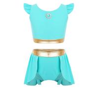 Loodgao Bikini Tankini Set Bambine Bimbi Uomo E Donna Costumi Spiaggia in Stile Arabo Bikini Top E Sarong Costumi Spiaggia Due Pezzi Azzurro Cielo 2-3 Anni