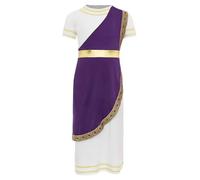 Loodgao Costume da Gladiatore Romano per Bambini con Toga da Principe Greco - Vestito Medievale per Carnevale Halloween e Festa di Natale Spartano Costume Viola 5-6 anni