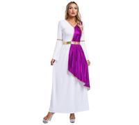 Loodgao Costume Da Toga Greca Femminile Principessa Nobiltà Romana Antica Vestito Per Feste Di Halloween Cosplay Travestimento Viola L