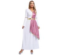 Loodgao Costume Da Toga Greca Femminile Principessa Nobiltà Romana Antica Vestito Per Feste Di Halloween Cosplay Travestimento Rosa 3XL