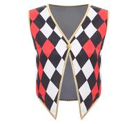 Loodgao Gilet Da Circo Per La Direttrice Del Circo Divisa A Righe Senza Maniche Per Cosplay Halloween Carnevale Abbigliamento Da Club Rosso e nero 3XL