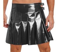 Loodgao Gonna Costume Di Gladiatore Romano In Cuoio Lucido Gonna Righettata Vita Bassa Uomo Costume Per Carnevale Festival Abbigliamento Da Club Nero L