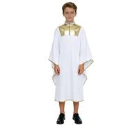 Loodgao Tunica Danza Liturgica Cappotto Da Coro Per Bambini Roba Da Coro Per Bambini Roba Di Giudice Toga Di Laurea Vestito Tribunale Danza Lode Bianco 11-12 anni