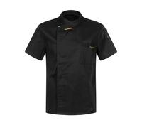 Loodgao Unisex Giacca da Chef Divisa Chef Camicia da Cuoco Camicia da Cucina Maglietta da Lavoro Cameriere Uomo Donna Pizzeria Hotel Panetteria Ristorante Mensa Manica Corta Nera 3XL