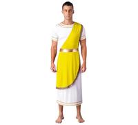 Loodgao Uomo Travestimento Romano Cesare Tunica Asimmetrica Abito Costume Halloween Carnevale Clubwear Sxl Giallo L