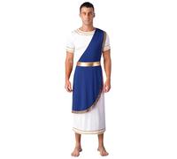 Loodgao Uomo Travestimento Romano Cesare Tunica Asimmetrica Abito Costume Halloween Carnevale Clubwear Sxl Blu L