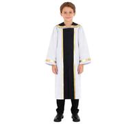 Loodgao Vestiti Coro Bambini Abito Giudice Toga Lunga Maniche Lunghe Abito Giudice Bambine La Chiesa Il Cosplay Bianco 13-14 anni