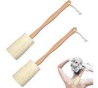 Loofah Back Scrubber, 2 pcs da 14,6 pollici morbido esfoliante posteriore loofah per doccia loofah naturale con manico in legno e freno la spazzola della doccia, pennello per doccia