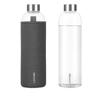 LOOFORE Borraccia in Vetro 1 litro 1000 ml 750 ml, Bottiglia d'Acqua Trasparente Portatile con Guaina Protettiva in Neoprene, Bottiglia Vetro 1 Litro per Acqua per Il Campeggio Viaggi tè Ufficio