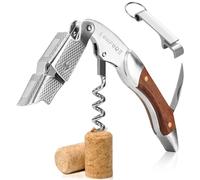 LOOFORE Cavatappi Professionale Apribottiglie, 3-in 1 Cavatappi da Sommelier, Coltello da sommelier, Cavatappi Acciaio Inossidabile con Manico in Palissandro per Casalinghe Sommelier Camerieri